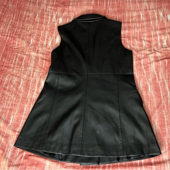 NWT JASON WU Double Breasted Lapel Faux Leather Black Sleeveless Vest sz M - Picture 6 of 6
